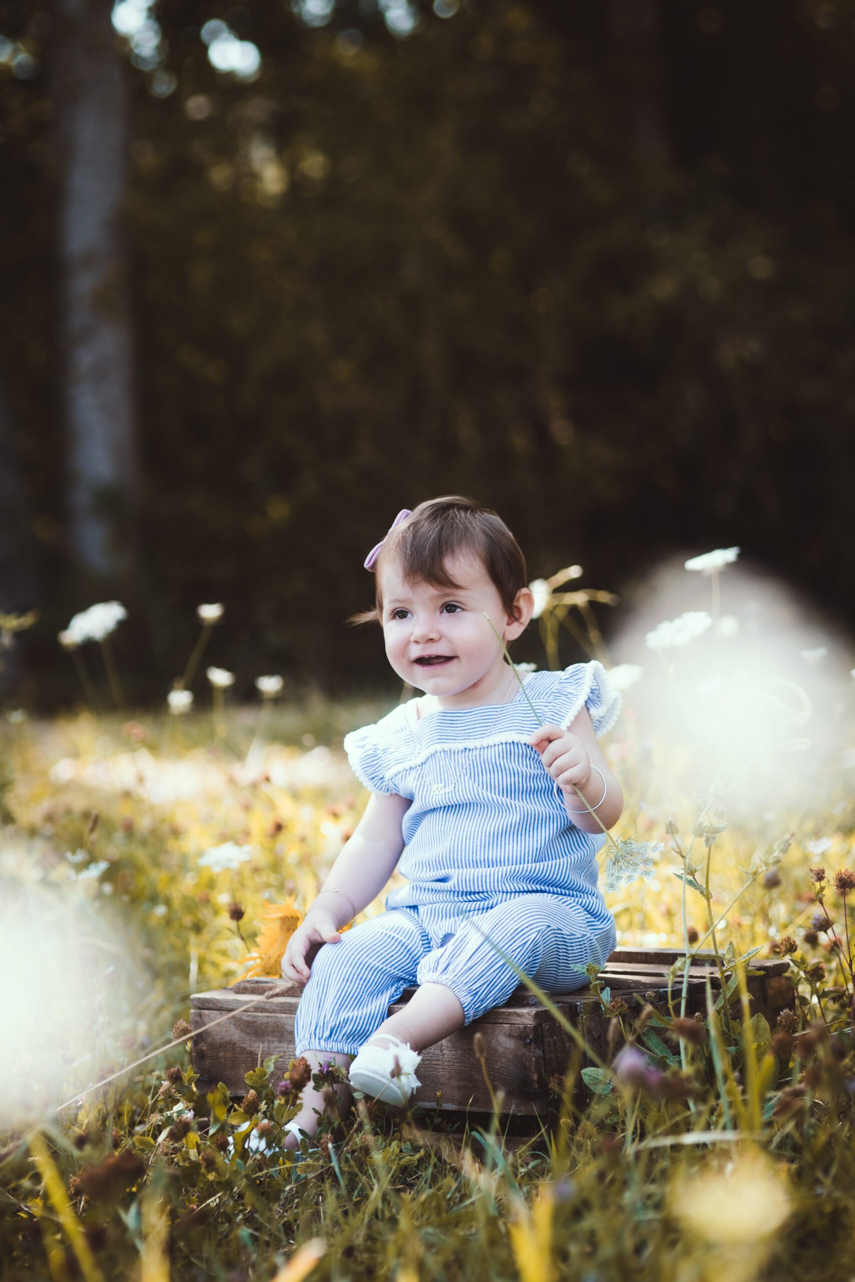 Enfant tenant une fleur, moment de douceur en extérieur, Tarn